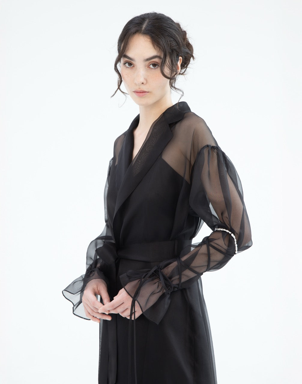Sheer Double Breasted Coat HELENA WANG Sheer Double Breasted Coat HELENA WANG