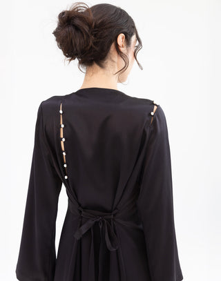 Pearl Kimono - Black Silk