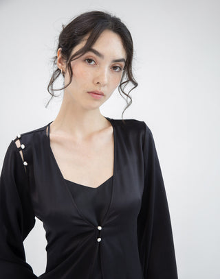 Pearl Kimono - Black Silk